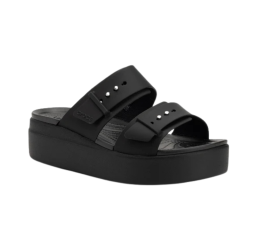Klapki damskie Brooklyn Buckle Low Wedge czarne