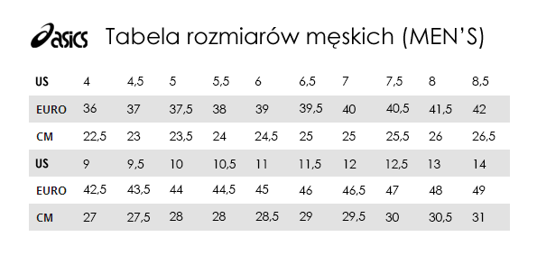 Tabela rozmiarów Asics - TrygonSport.pl - sport & street